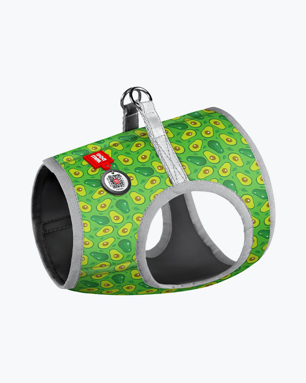 Шлея для собак WAUDOG Clothes м’яка, з QR паспортом, малюнок Авокадо, XS3