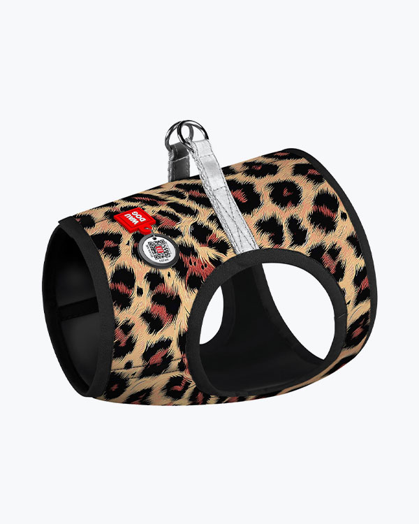 Шлея для собак WAUDOG Clothes мягкая, с QR паспортом, рисунок Леопард, S2