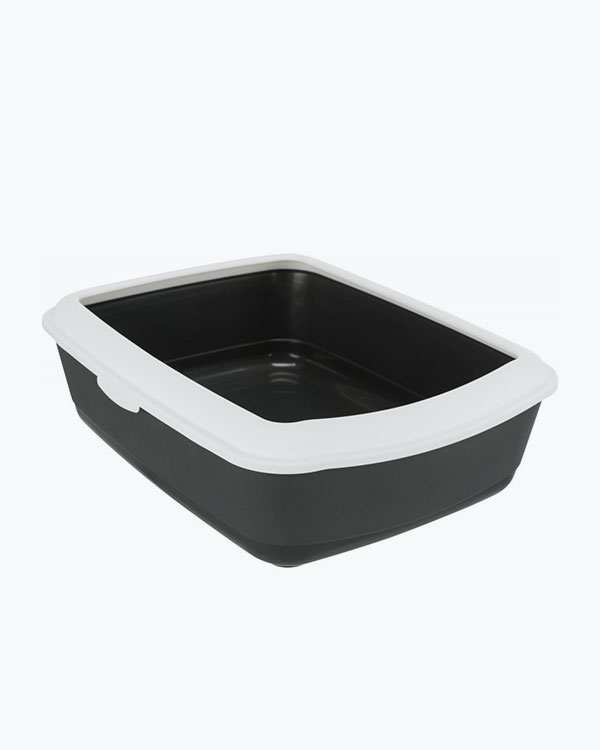 Туалет Trixie Classic для котів, з рамкою сірий/білий пластиковий, 37х15х47 см