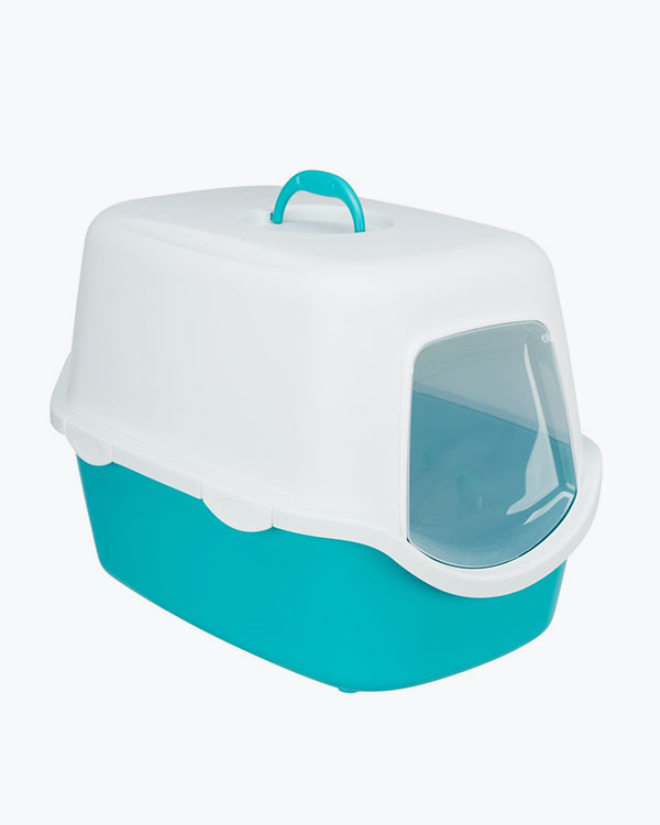 Туалет-будиночок Trixie Vico для котів, пластиковий, бірюзовий/білий, 40х40х56 см
