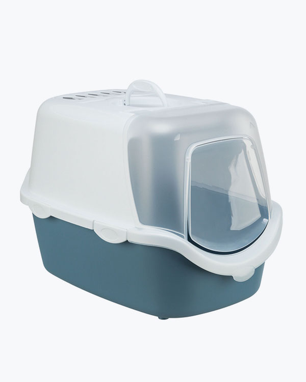 Туалет-будиночок Trixie Vico для котів, пластиковий, з лопаткою, блакитно-білий, 40х40х56 см