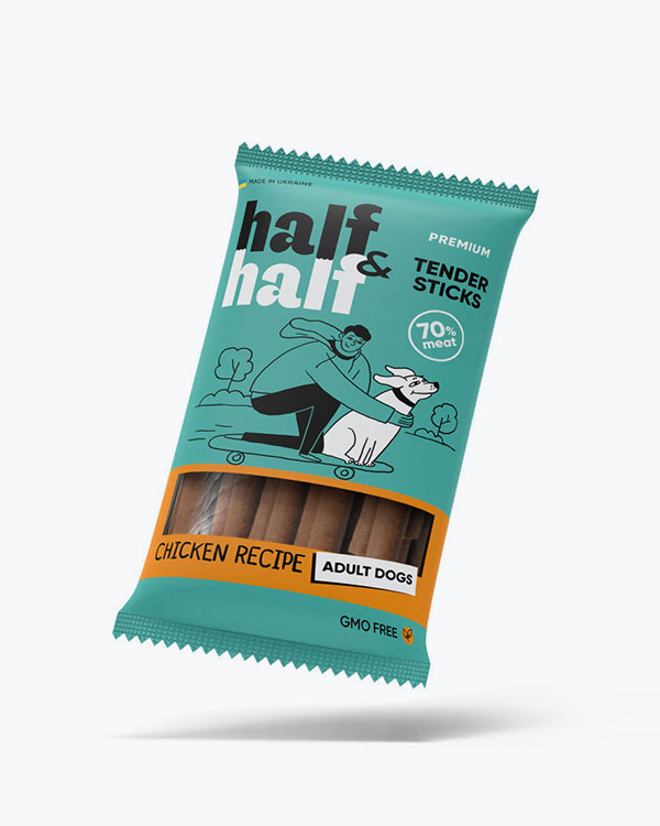 Лакомства Half&Half мясные палочки для собак, с курицей, 100 г