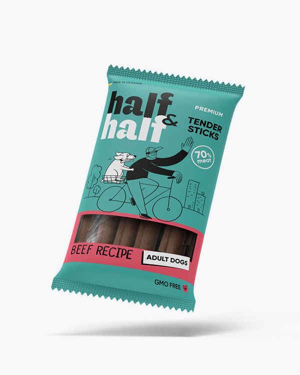 Лакомства Half&Half мясные палочки для собак, с говядиной, 100 г