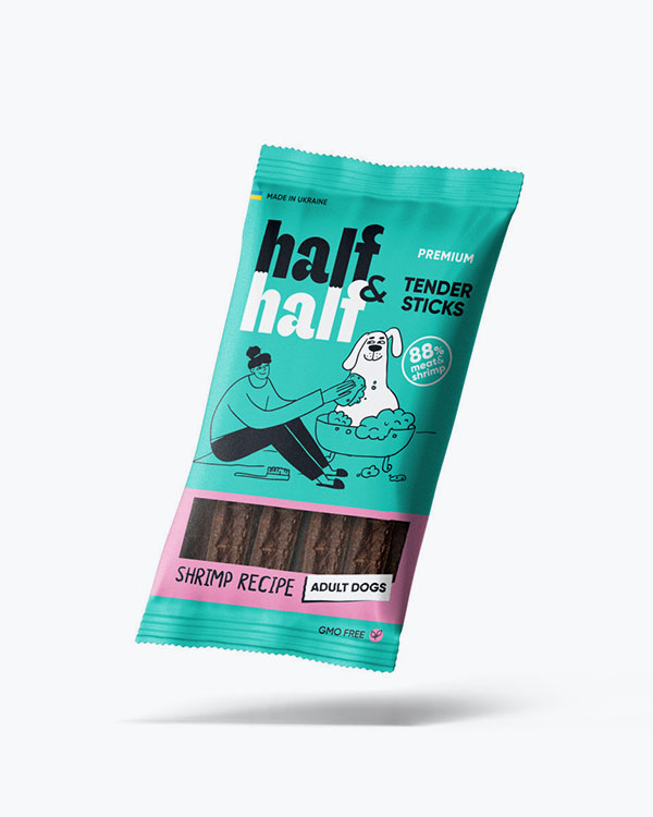 Лакомство Half&Half мясные палочки для собак, с креветкой, 100 г