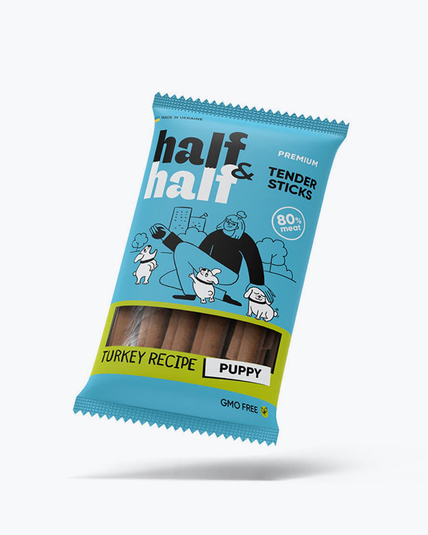 Лакомства Half&Half мясные палочки для щенков, с индейкой 100 г
