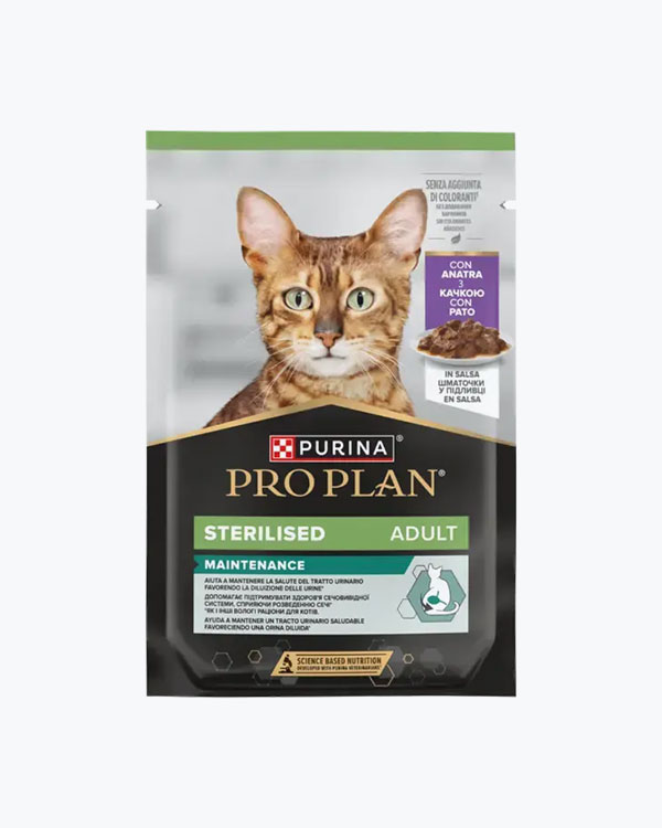 Вологий корм PURINA ProPlan Indoor, для стерилізованих котів, з качкою, 85 г, пауч