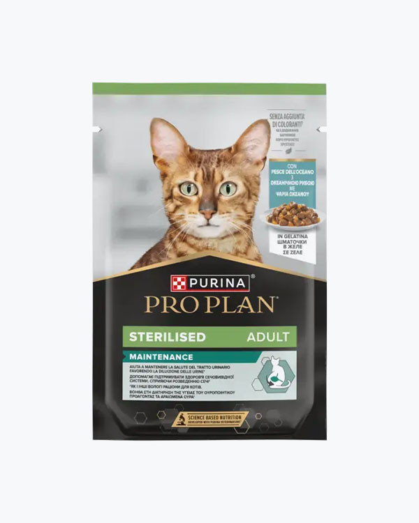 Вологий корм PURINA ProPlan Sterilised, для стерилізованих котів, з рибою, 85 г, пауч