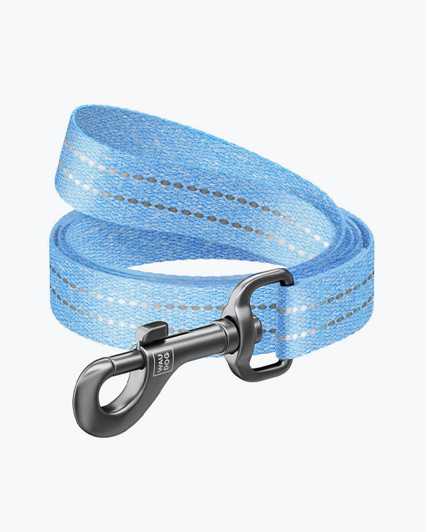 Повідець WAUDOG Re-cotton для собак з відновленої бавовни, блакитний, розмір M (20 мм, 200 см)