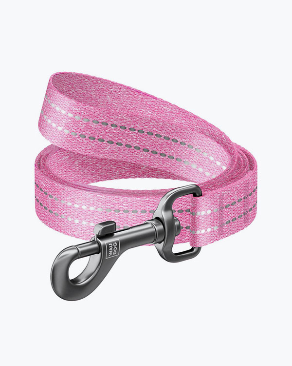 Поводок WAUDOG Re-cotton для собак из восстановленного хлопка, розовый, размер M (20 мм, 200 см)