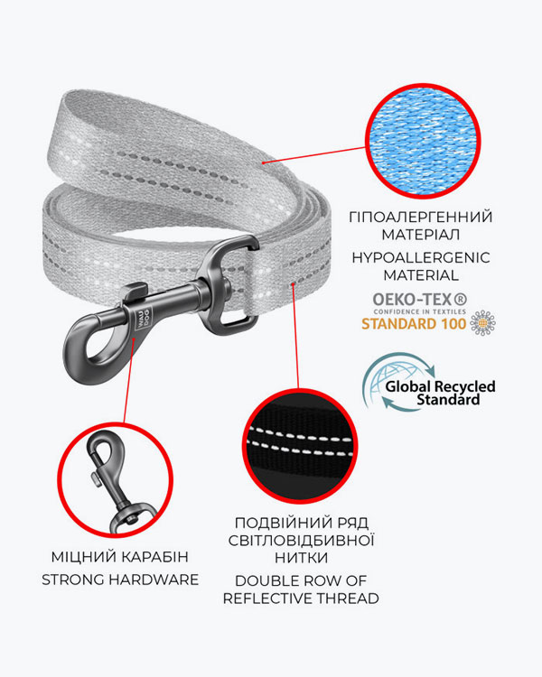 Повідець WAUDOG Re-cotton для собак з відновленої бавовни, коричневий, розмір S (15 мм, 200 см) - фото 2