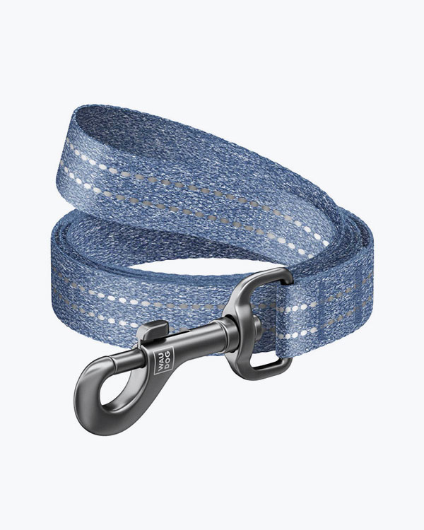 Повідець WAUDOG Re-cotton для собак з відновленої бавовни, синій, розмір L-XXL (25 мм, 500 см)