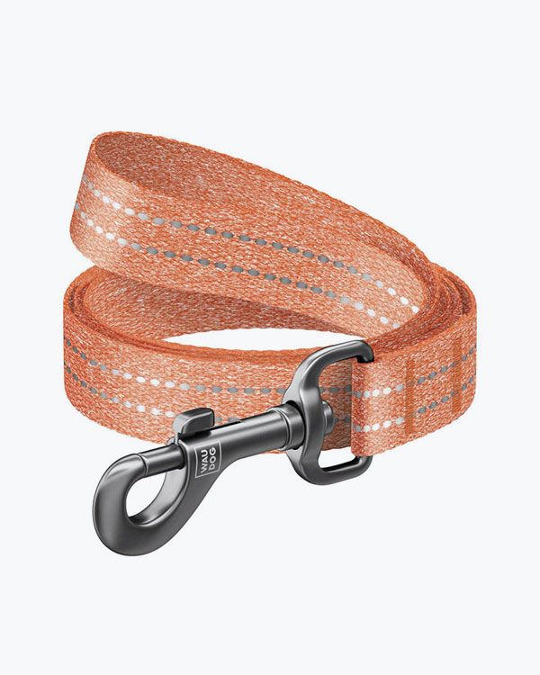 Поводок WAUDOG Re-cotton для собак из восстановленного хлопка, оранжевый, размер L-XXL (25 мм, 500 см)