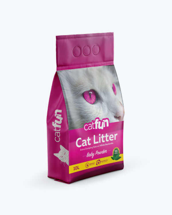 Наполнитель Catfun, для кошачьих туалетов, бентонитовый с ароматом детской присыпки, 10 л