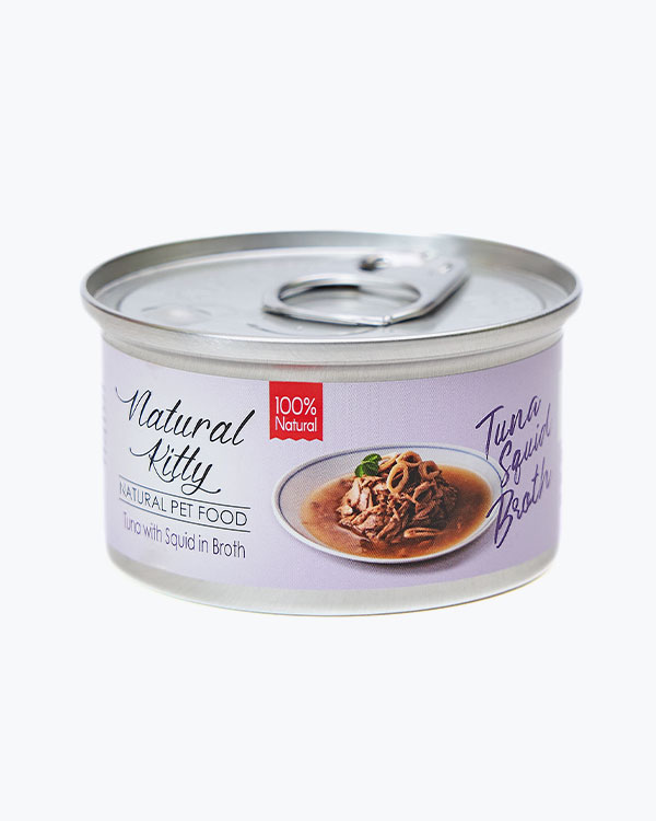 Вологий корм Natural Kitty Broth Series Tuna with squid in broth для котів, з кальмарами в бульйоні, 80 г