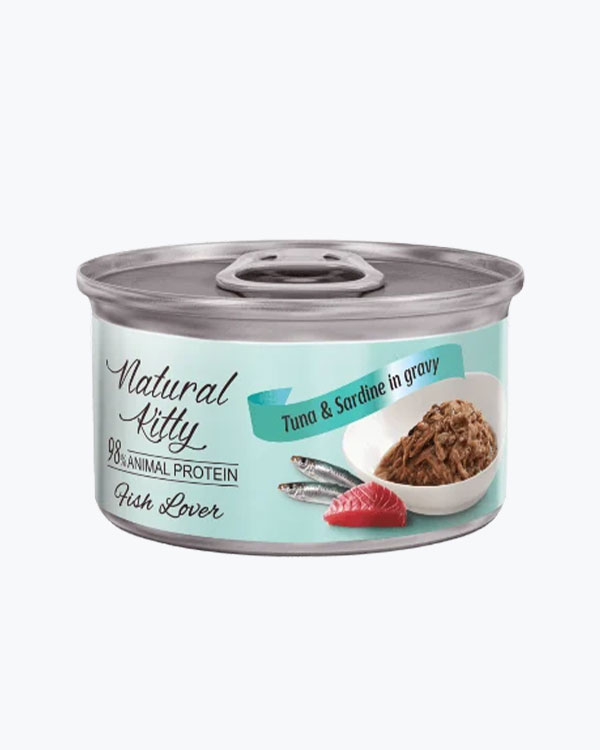 Вологий корм Natural Kitty Meat Lover tuna and sardine in gravy для котів, з диким тунцем та сардиною у соусі, 70 г