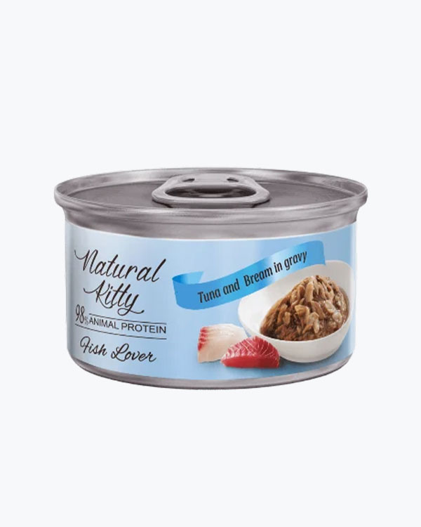 Вологий корм Natural Kitty Meat Lover tuna and bream in gravy для котів, з диким тунцем та лящем у соусі, 70 г