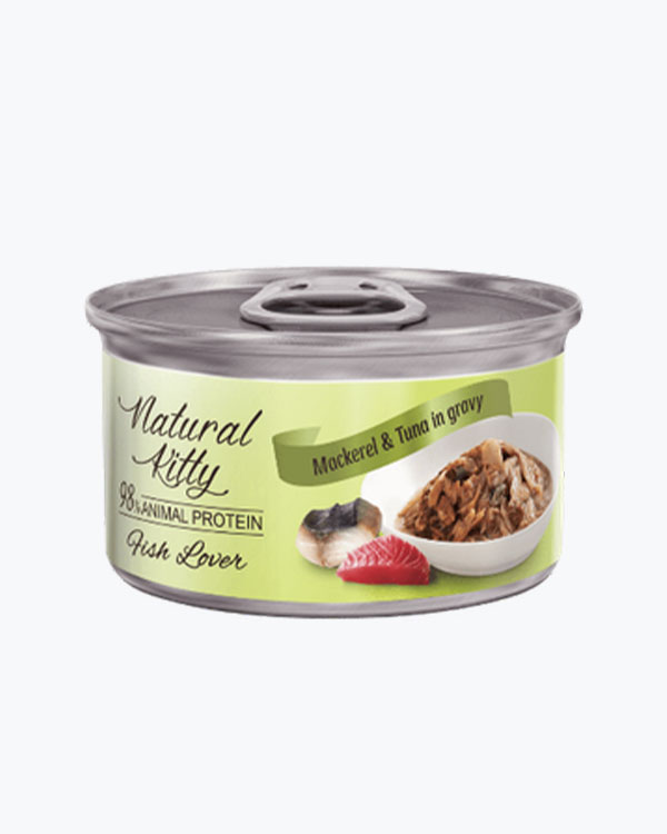 Вологий корм Natural Kitty Meat Lover mackerel and tuna in gravy для котів, з диким тунцем та скумбрією у соусі, 70 г