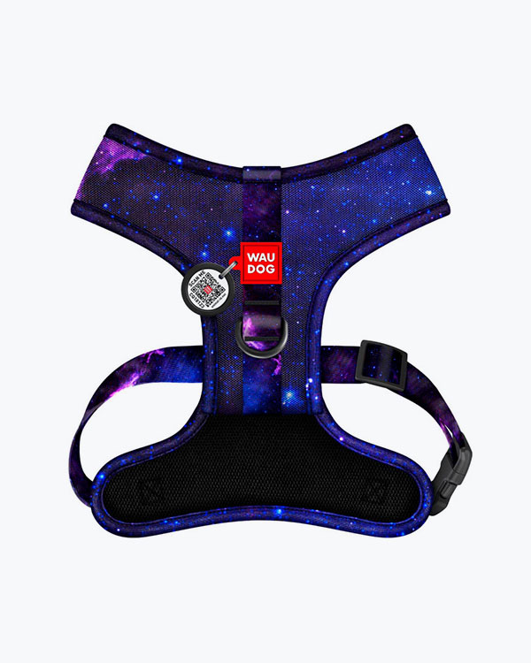 Шлея для собак WAUDOG Mesh дихаюча, з QR адресником, малюнок NASA21, розмір L