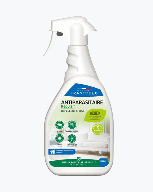 Спрей Francodex Dimethicone Environment Repellent Spray, для місць перебування тварин, з гераніолом, 500 мл