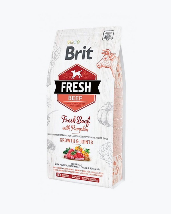 Сухой корм Brit Fresh Beef & Pumpkin Puppy Large для щенков и молодых собак больших пород, с говядиной и тыквой, 2.5 кг