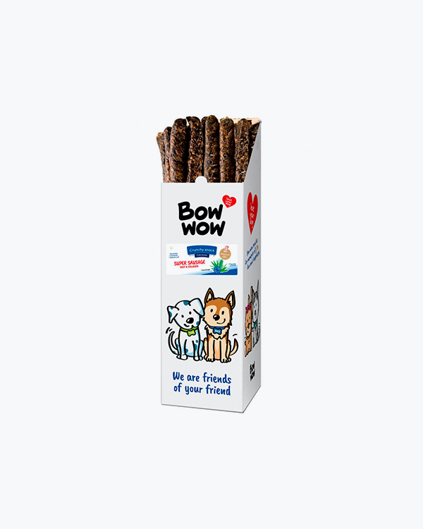 Ласощі  для собак Bow wow, супер ковбаски з яловичиною, 53-58 см 175 г, (24 шт/уп)