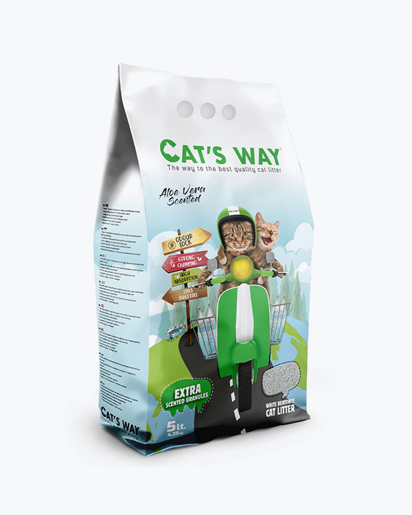Бентонітовий наповнювач CAT'S WAY, алое вера, зелені гранули, 5 л