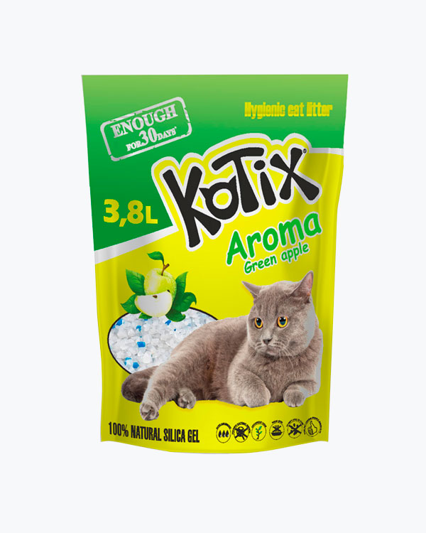 Наповнювач KOTIX для котячого туалету, з ароматом зеленого яблука, 3.8 л