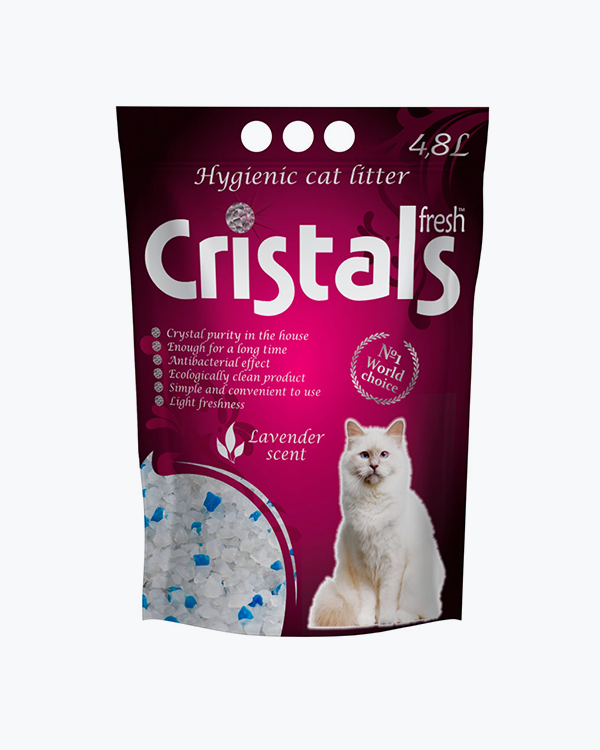 Наповнювач CRISTALS Fresh для котячого туалету, з ароматом лаванди, 4.8 л