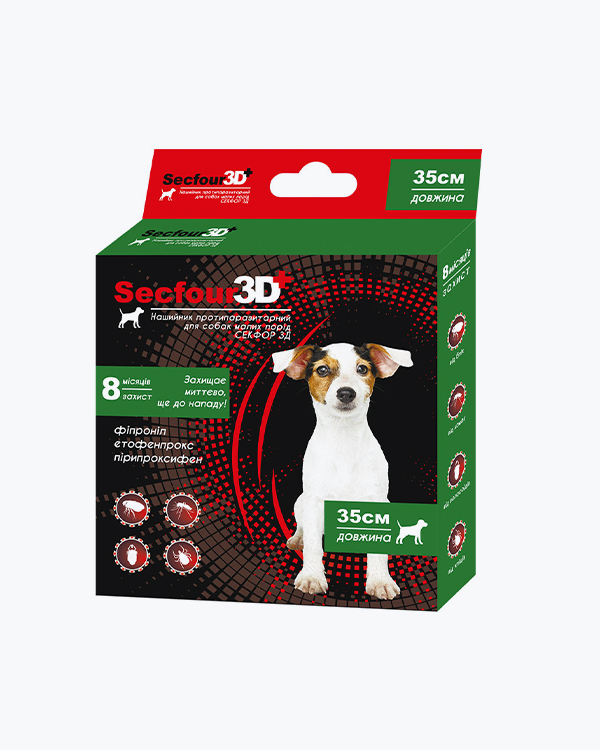 Нашийник Secfour 3D для собак, захист від бліх і кліщів, 35 см