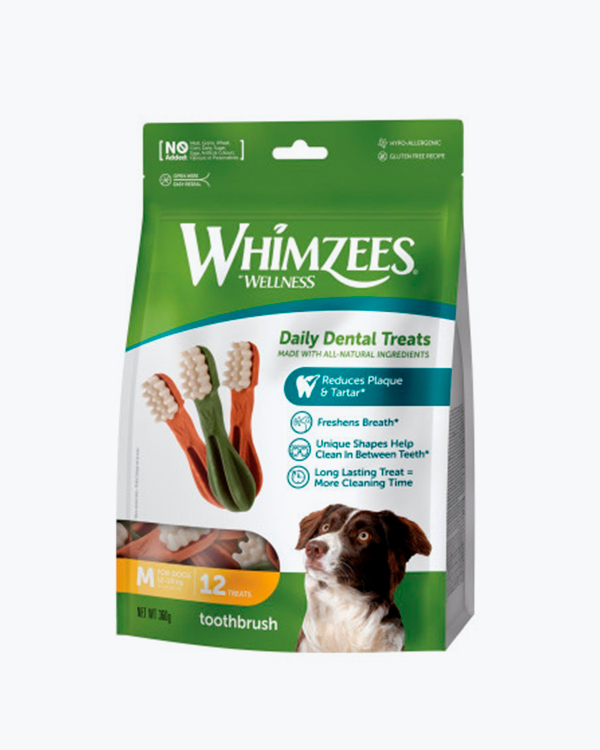 Ласощі Whimzees Toothbrush для собак, у формі зубної щітки, M, 12 шт