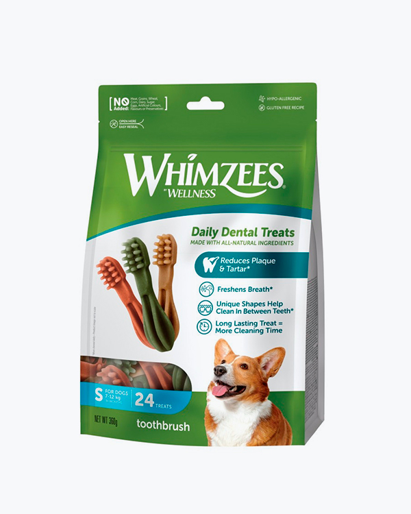 Ласощі Whimzees Toothbrush для собак, у формі зубної щітки, S, 24 шт