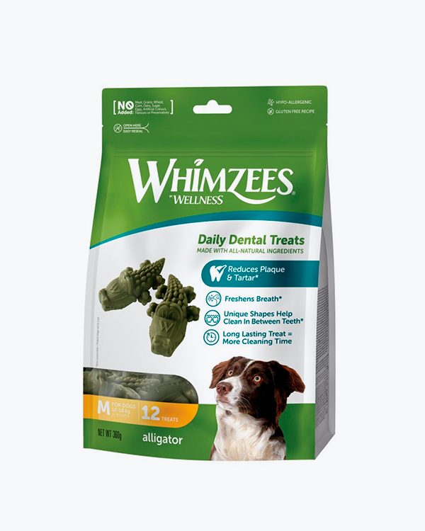 Ласощі Whimzees Alligator, для собак, у формі Алігатора,M, 12 шт