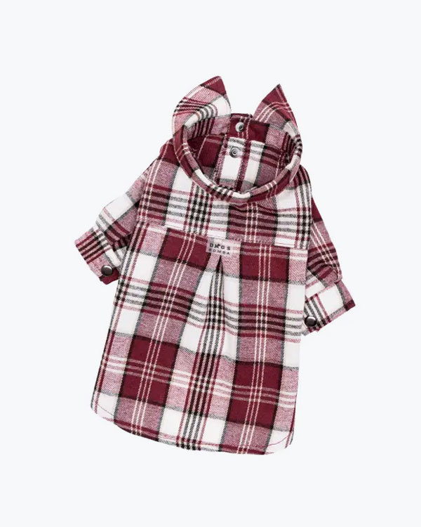 Рубашка Dogs Bomba клетчатая для собак, марсала, размер №8