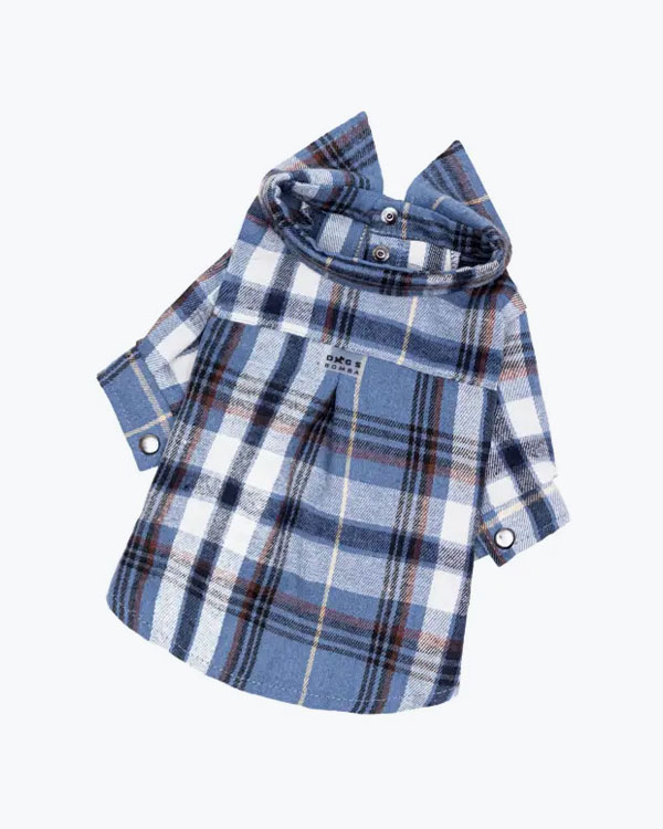 Сорочка Dogs Bomba картата для собак, блакитна, розмір №5