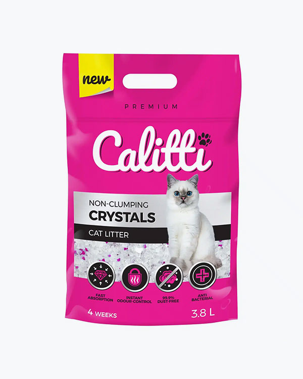 Наповнювач Calitti Crystals для котячого туалету, силікагель, без аромату, 3.8 л