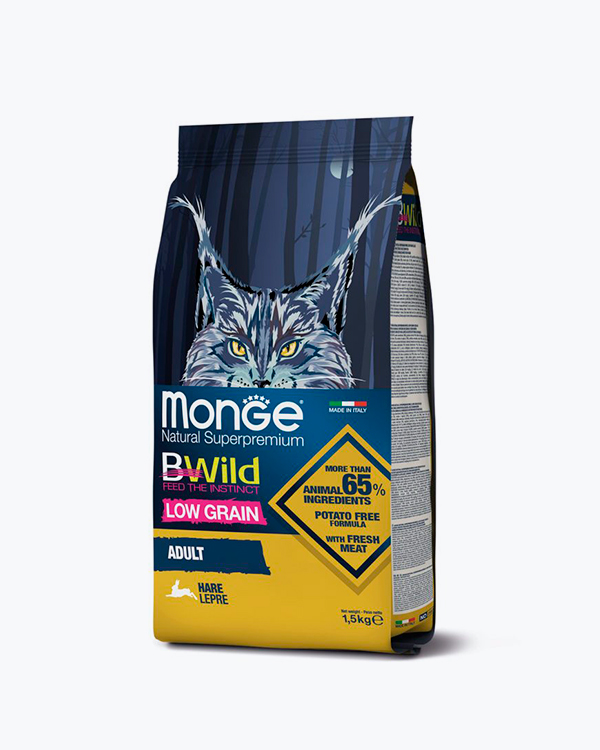 Сухий корм для кішок MONGE CAT BWILD LOW GRAIN Kitten з м'ясом зайця 1.5 кг