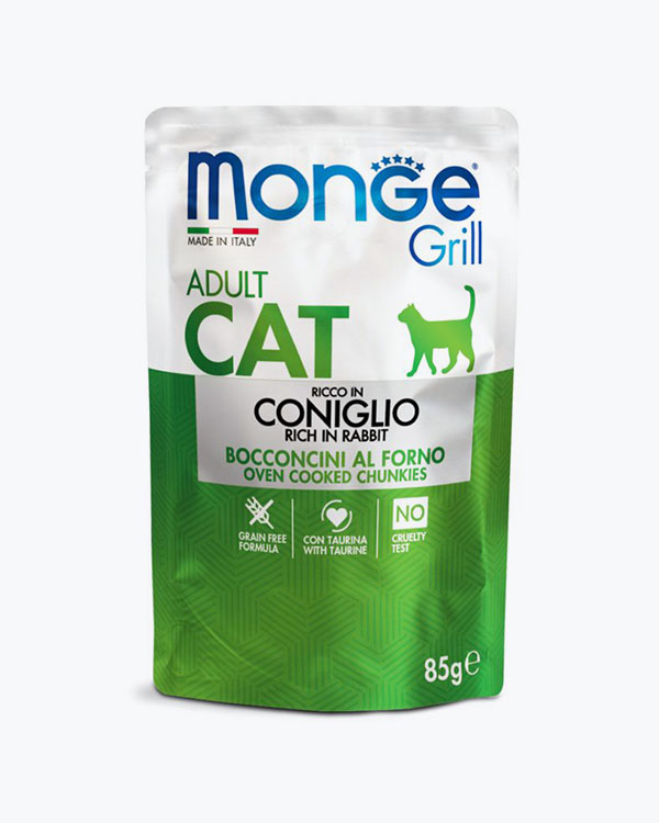 Вологий корм Monge Cat GRILL Wet Adult для кішок з кроликом, 85 г, пауч