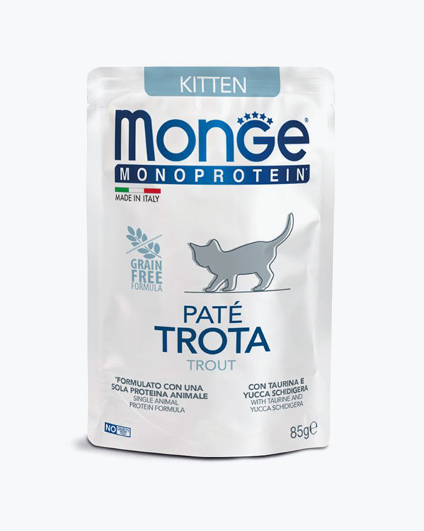 Вологий корм Monge Cat Wet MONOPROTEIN Kitten для кошенят 100% форель, 85 г, пауч