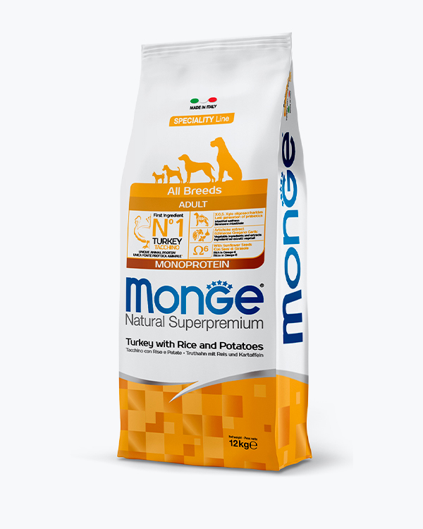 Сухой корм Monge Dog All breeds Adult для взрослых собак, индейка, рис и картофель, 15 кг