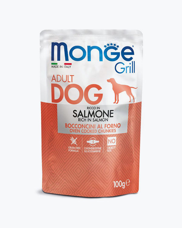 Влажный корм Monge Dog Wet GRILL для собак, лосось, 100 г, пауч
