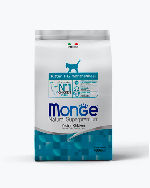 Сухой корм Monge Cat Kitten для котят и кошек в период беременности и лактации, курица с рисом, 400 г