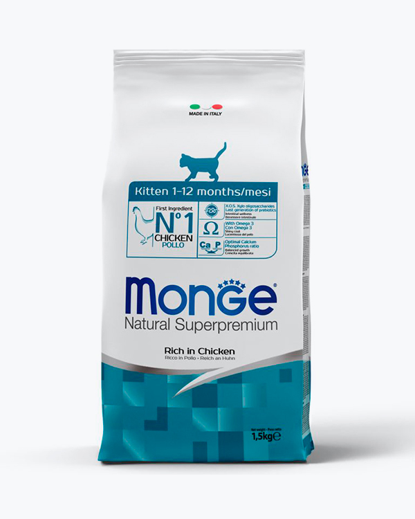 Сухий корм Monge Cat Kitten для кошенят та кішок у період вагітності та лактації, курка з рисом, 1.5 кг