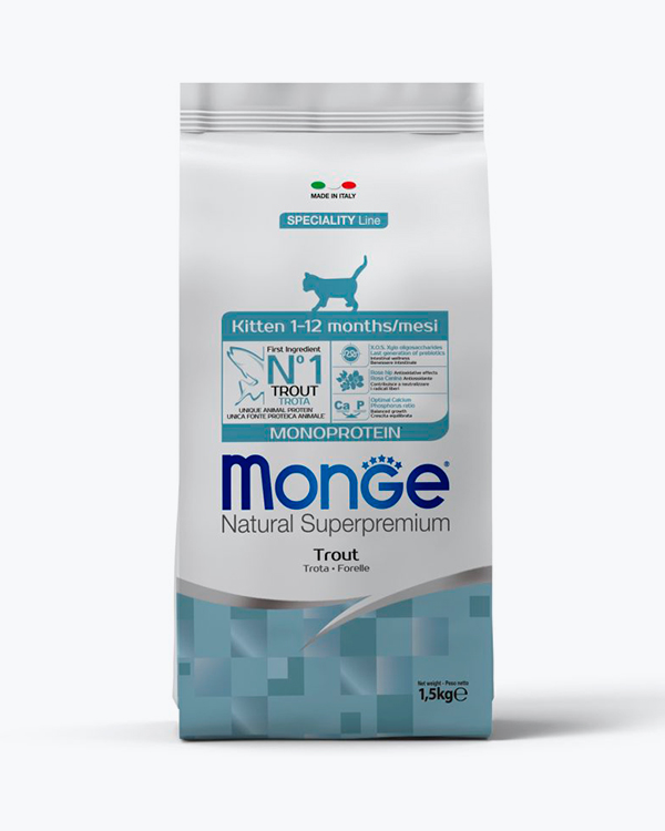 Сухой корм Monge Cat Monoprotein Kitten для котят с форелью,1.5 кг