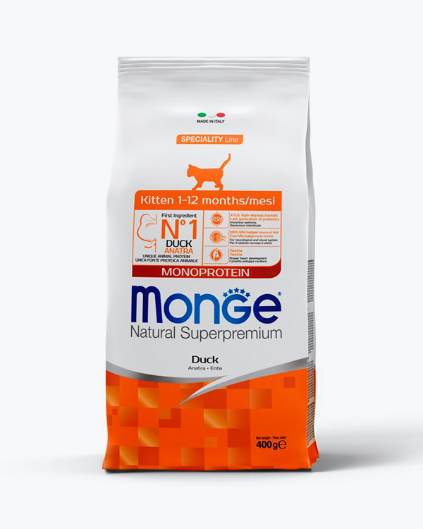 Сухий корм Monge Cat Monoprotein Kitten для кошенят з качкою, 400 г