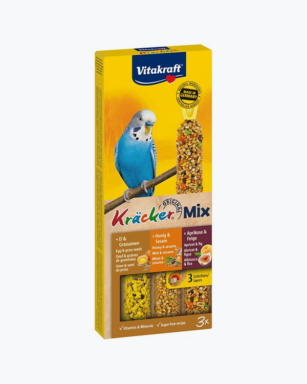 Ласощі Vitakraft Kracker Original Trio-Mix, крекер для декоративних папуг з медом і фруктами та яйцем, 3 шт/уп