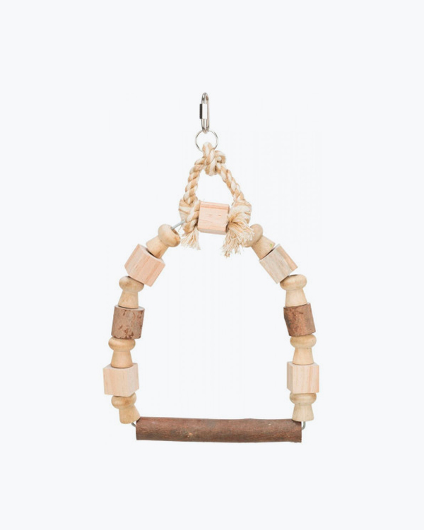 Іграшка Trixie для птахів Гойдалка-арка кольорова з мотузкою дерево, 13х19 см