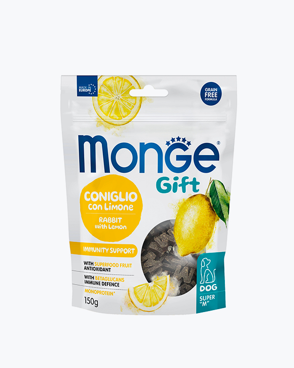 Лакомство Monge Gift Dog Immunity support для собак, кролик с лимоном, 150 г