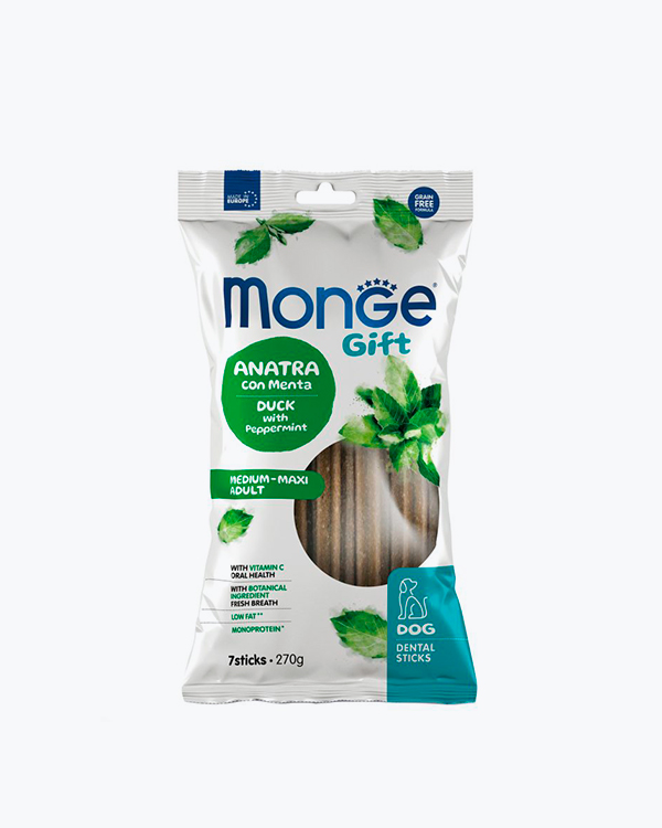 Лакомство Monge Gift Dog Medium & Maxi для собак, утка с мятой, 210 г