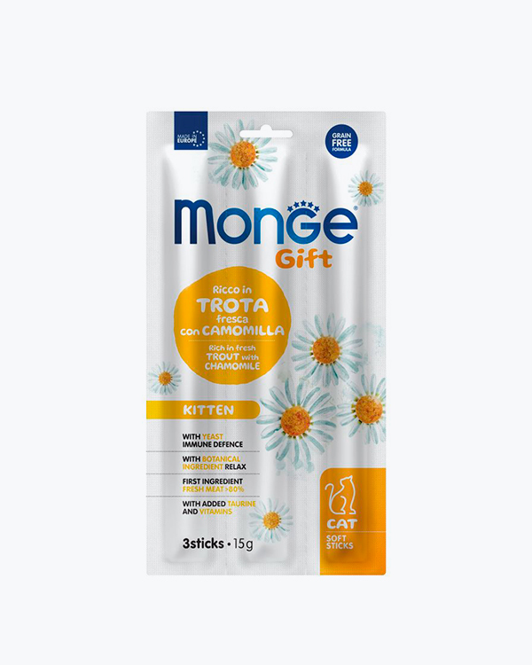 Ласощі Monge Gift Cat Kitten для котів, форель з ромашкою, 15 г