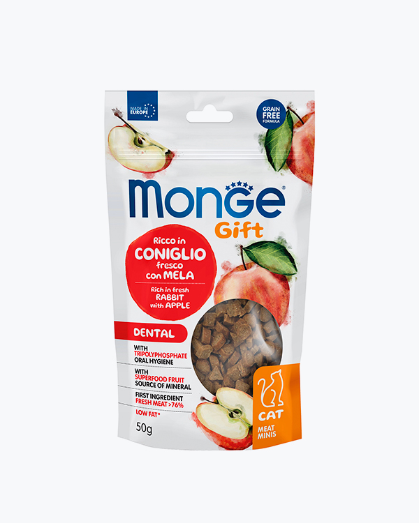 Ласощі Monge Gift Cat Dental для котів, кролик з яблуком, 50 г